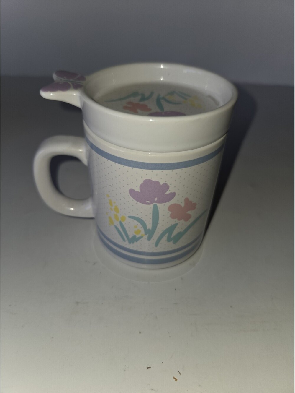 COTTAGECORE Coffee Mug/Tea Cup Pink Polka-dot Florals with Lid SG2
